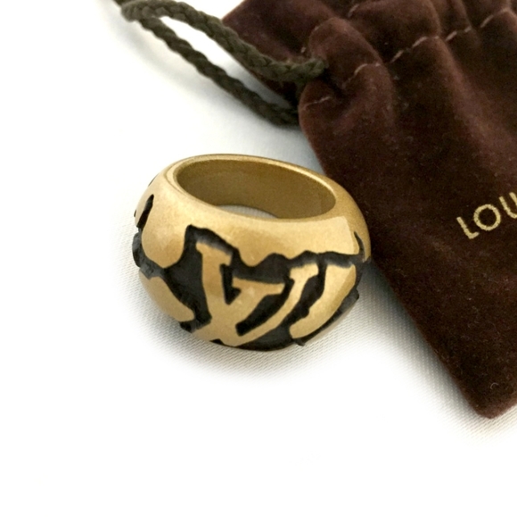 LOUIS VUITTON LEO MONOGRAM WOOD BERG RING A1161 - Picture 2 of 13